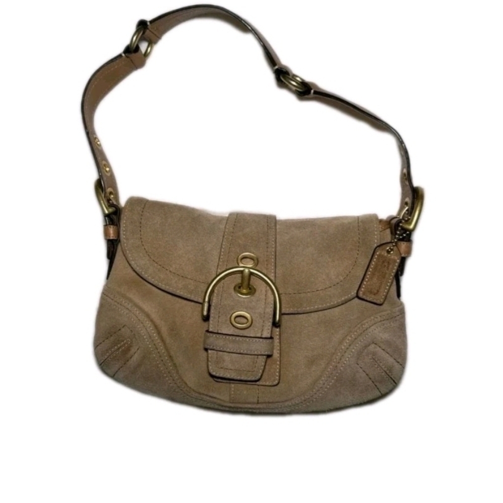 Vintage Coach Y2k Tan Suede Mini Soho Hobo Shoulder Bag #10189